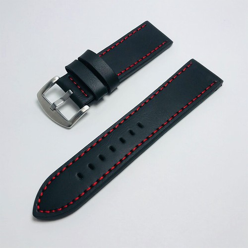 18/20/22/24mm Watch Band Leather Rubber Strap Black Brown Women Men - Picture 25 of 31