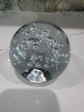 Vintage Paperweight Clear Art Glass Ball Sphere Orb Controlled Bubbles 3.5"