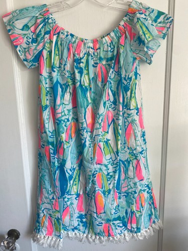 NWT Lilly Pulitzer Marble Dress Medium Beach And Bae Sunglow Off The Shoulder M