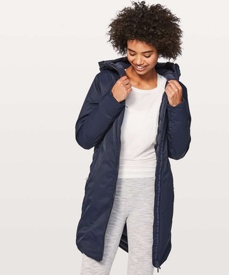 LULULEMON Fluff The Cold Parka 600-Fill Down Inkwell Blue Hooded MINT $398 Sz. 4