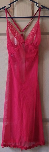Mapale` Lingerie Chemise Red Lace Sheer Adjustable Straps Fire Babydoll Y2K Sm.