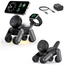 3 in 1 Wireless Charging Station for Apple Devices,Foldable Cute Black