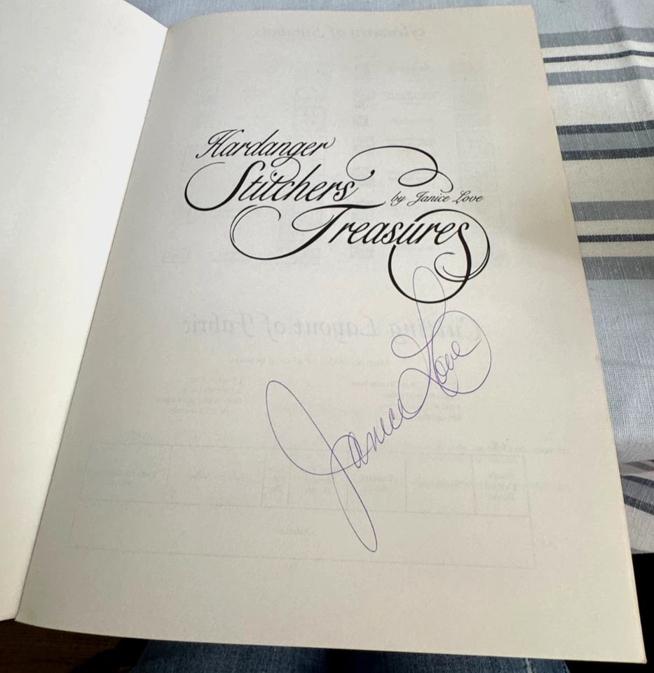 Hardanger Booklet Autographed by Janice Love Stitchers Treasures Patterns Signed - Image 2 of 4