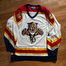 Vintage Florida Panthers NHL Hockey Jersey Starter White Red Gold Large 90s