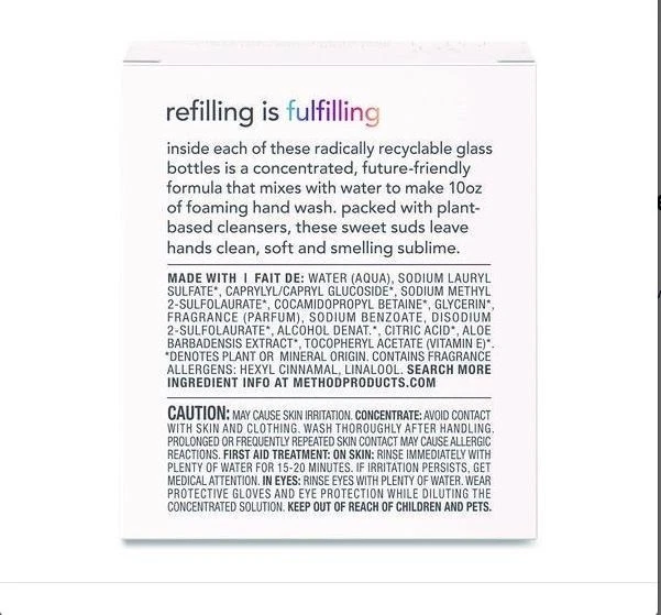 Method Refill + Reuse Kit de Refil de Sabonete Espumante para Mãos, Perfume de Minerais Marinhos, (2) 10oz - Imagem 3 de 4