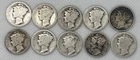 Lot Of (10) Mercury Dimes. 90% Silver