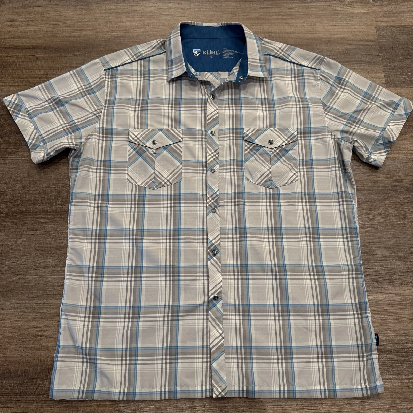 Kuhl Shirt Mens XL Plaid Short Sleeve Hiking Outdoor Performance Eluxur Button