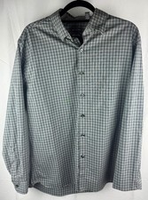Van Heusen Mens Plaid Button Down Long Sleeve Shirt Gray Large L Casual