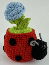Crochet Ladybug Flowerpot Crocheted Flowers Plush Gift