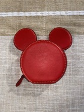 COACH Disney Mickey Mouse Edición Limitada Monedero Cuero Rojo Orejas Estuche Nuevo con Etiquetas