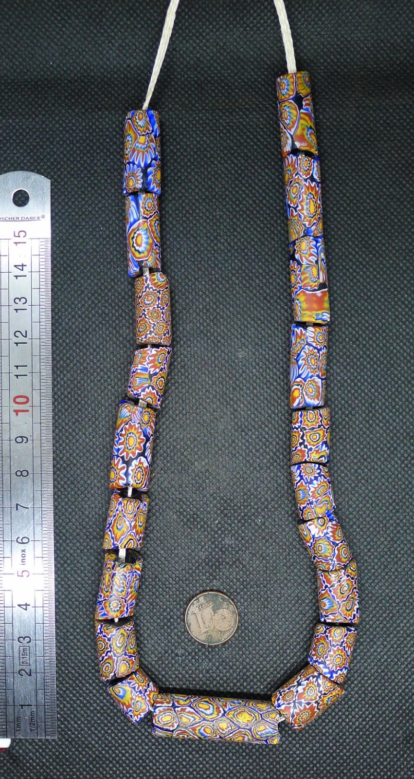 MILLEFIORI Murano Glass Beads Necklace Jewelry Antique Africa Venetian Glass Beads