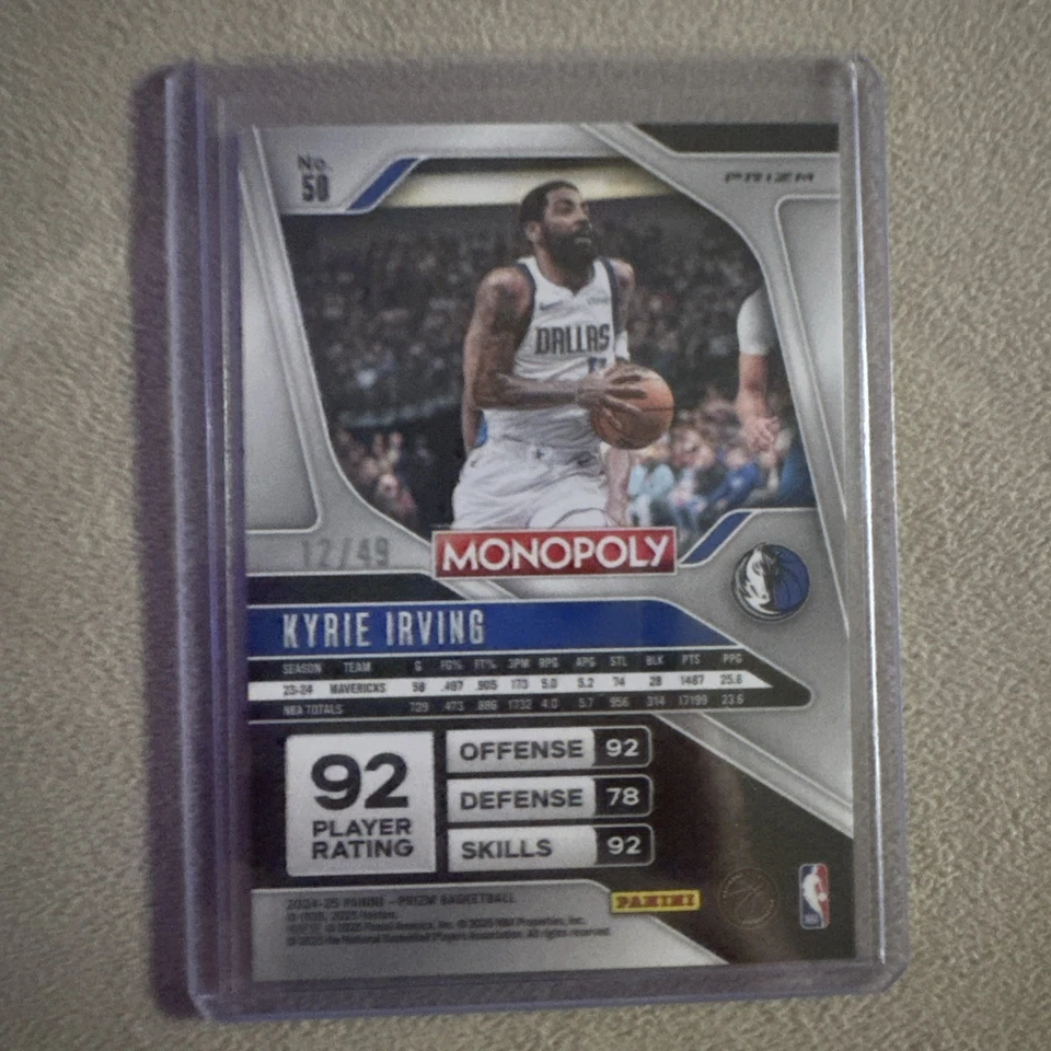 Kyrie Irving 2024-25 Prizm Monopoly 12/49 Gold Prizm #50 Mavericks Foto 2 de 3