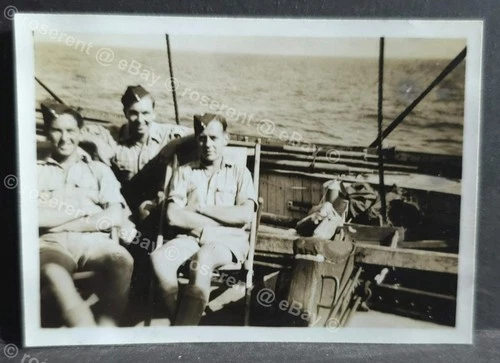 WW2 Egypt RAF Airmen onboard transport SS Elizabethville 1941 photo 9 by 6cm