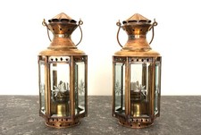 marine style brass oil burner lanterns 6 panel star burst bevelled glass