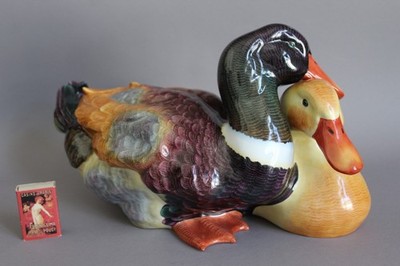 Herend Figur Großes Porzellan Entenpaar signiert Gabor Kripli Länge 38 cm