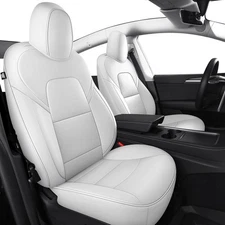 Full Set Seat Covers for Tesla Model Y 2020–2022 Leather Waterproof White