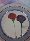 Studio Art Clay Stoneware Pottery Dish Blue Gray Floral Quiche Pie Serving Plate — photo 3