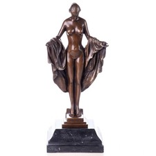 Bronze Skulptur Akt Art deco auf schwarzem Marmor sockel nach J.Korbel