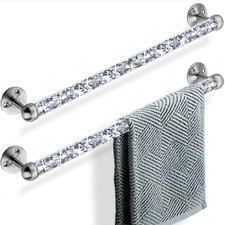 Crushed Diamond Glass Towel Bar for Bathroom,Set of 2 Towel Rods Wall-Mounted...