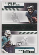 2021 Panini Contenders Round Numbers Emerald DeVonta Smith Jaylen Waddle 9o3