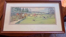 Harry Eliott Framed Chromo Lithograph Fox Hunting 'On the Heels of the Hounds'