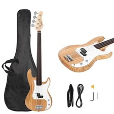 Glarry Electric Bass Guitar Burlywood Basswood Right Handed Cord Wrench