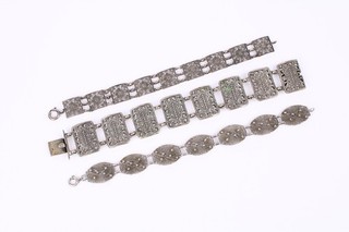 Vintage 835 Bracelet Filigree Style Floral Smoky Silver Bracelet 62.84 g x 3