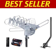 Amplified Outdoor TV Antenna 4K/1080P - Motorized, Dual Outputs & 150 Mile Range