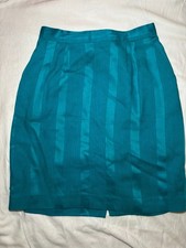 Vintage Carissa Jeffrey Teal Midi Skirt Women's Sz 12, Retro,Office, Made in USA