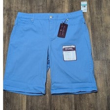 Gloria Vanderbilt City Shorts Women's 16 Blue High Rise Cuffed Stretch NWT