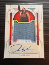 2024 National Treasures, Jimmy Uso, Holo Silver Colossal Patch Auto /25