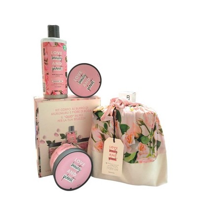 Set Körperbutter Duschgel und Körperpeeling mit Rosenblüte und Murumuru Butter