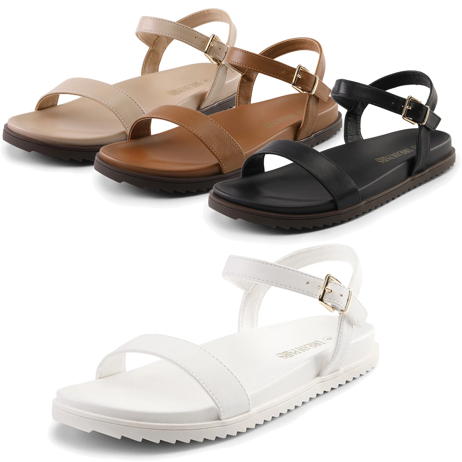 Women Arch Support Flat Sandals Open Toe One Band Comfort Lightweight Sandals