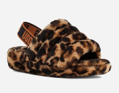 UGG Girls K Fluff Yeah Slide Panther Print Slipper - Butterscotch - 1123640K