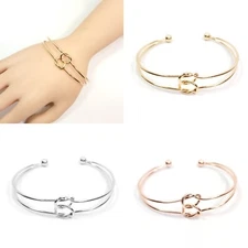 B0043 Metal Double Knotted Shape Simple Boho Cuff Bracelet