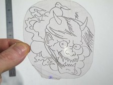 vtg 1960s 1970s Tattoo Flash acetate stencil Japanese Ghost Demon signed DD1