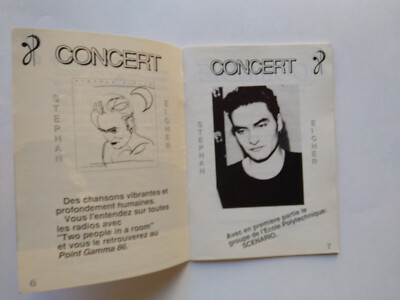 STEPHAN EICHER KONZERT PROGRAMM 1986 GAMMA PUNKT MANGEL AUS DEN VORJAHREN