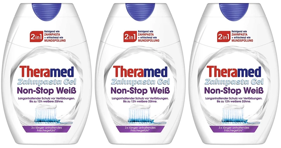 ✅ Theramed Zahnpasta Gel "Non Stop Weiß" 2in1 Rundumschutz 3x 75ml ✅