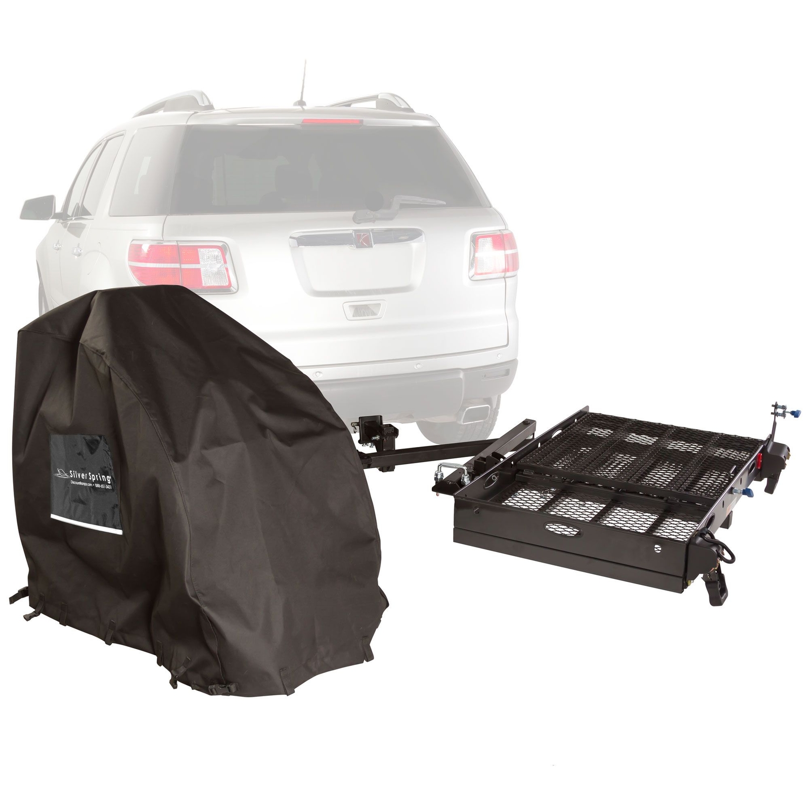 Silver Spring Hitch Mobility Carrier 500 lb Travel +Powerchair Cover SC500-DK-W
