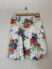 REVIEW Shirt Size 10 White And Red Floral Pleated Short A-Line