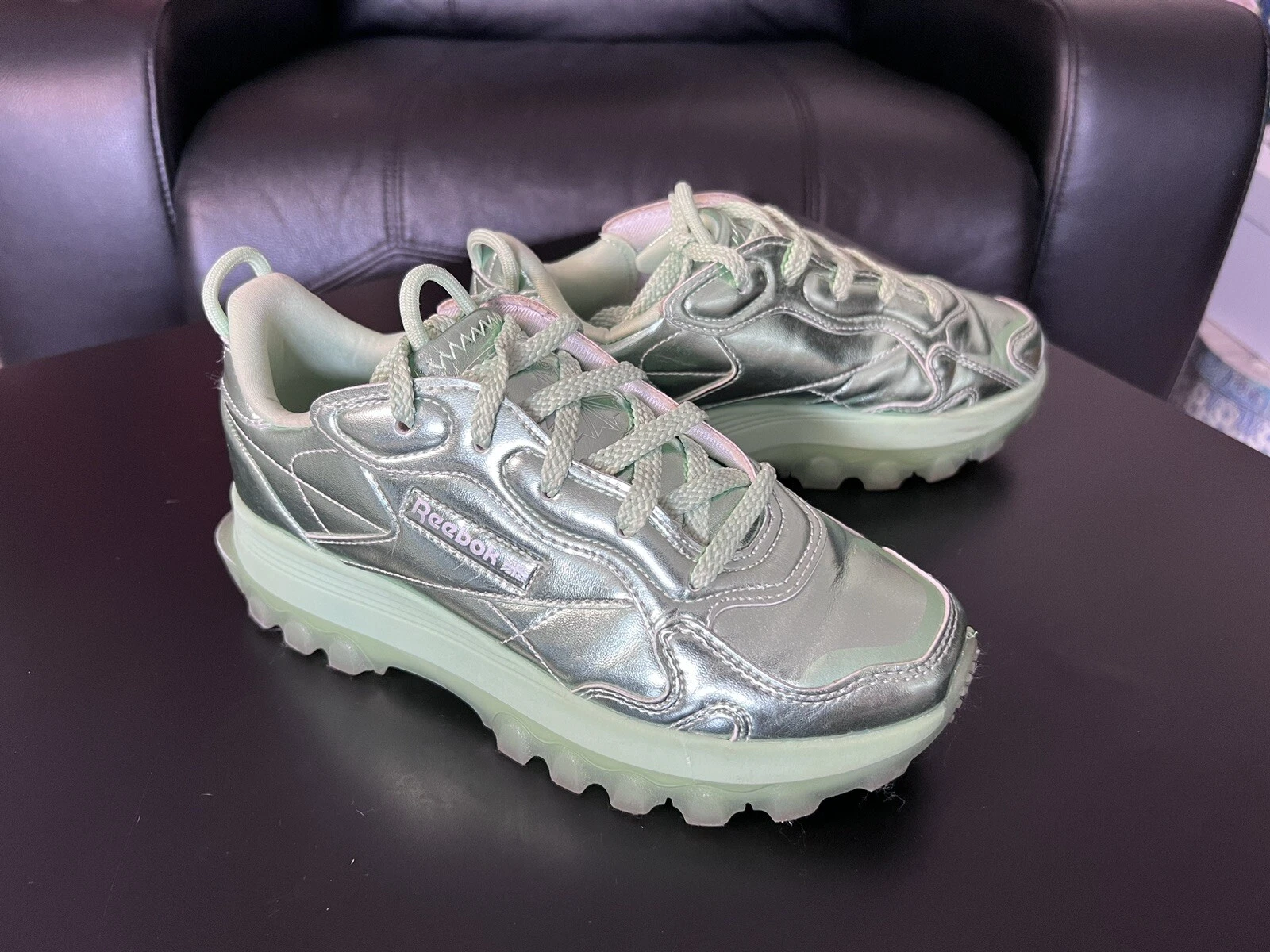 Scarpe basse Reebok Cardi B classiche in pelle GS verde HR0449 WMNS taglia 4 5