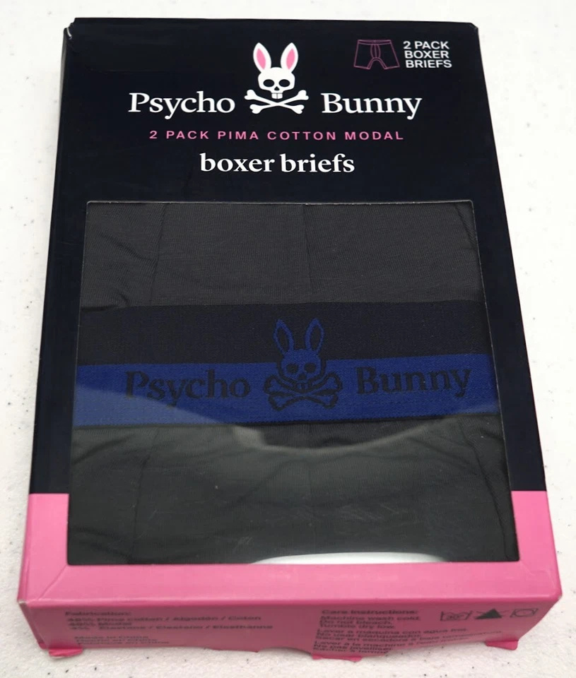 Psycho Bunny Boxer Briefs Pack of 2 Underwear Gray Logo Pima Blend $48 - Image 2 of 2