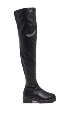 ASOS DESIGN Wide Fit Kate flat knee boots in black Size W New