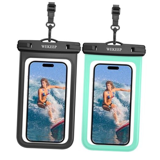 2 Pack IPX8 Waterproof Phone Pouch for Devices Up to 8.3