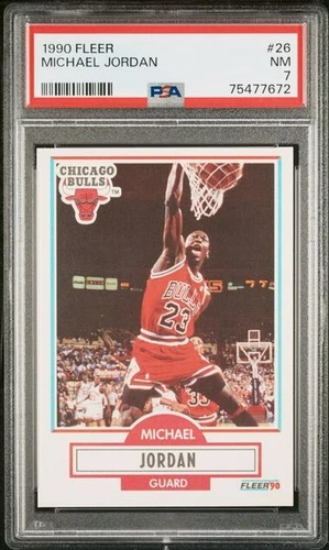 1990 Fleer Basketball #26 Michael Jordan Chicago Bulls HOF PSA 7 NM