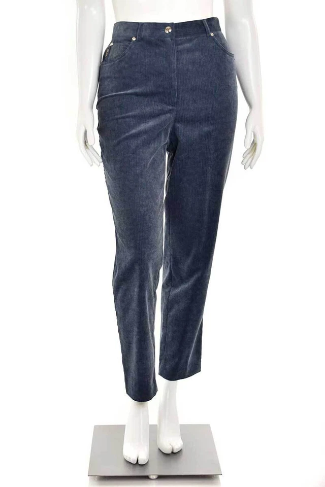 Pantalones de mezclilla Escada Margaretha Ley de pana suave talla 14/44 índigo azul apagado cordones finos Foto 2 de 4