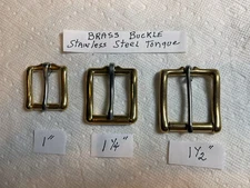 Solid Brass Roller Buckles, 1" ~ 1 1/4" ~ 1 1/2" with Stainless Steel Tongue