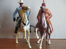 VINTAGE 1960's HARTLAND LONE RANGER and TONTO on SEMI-REARING HORSES COMPLETE