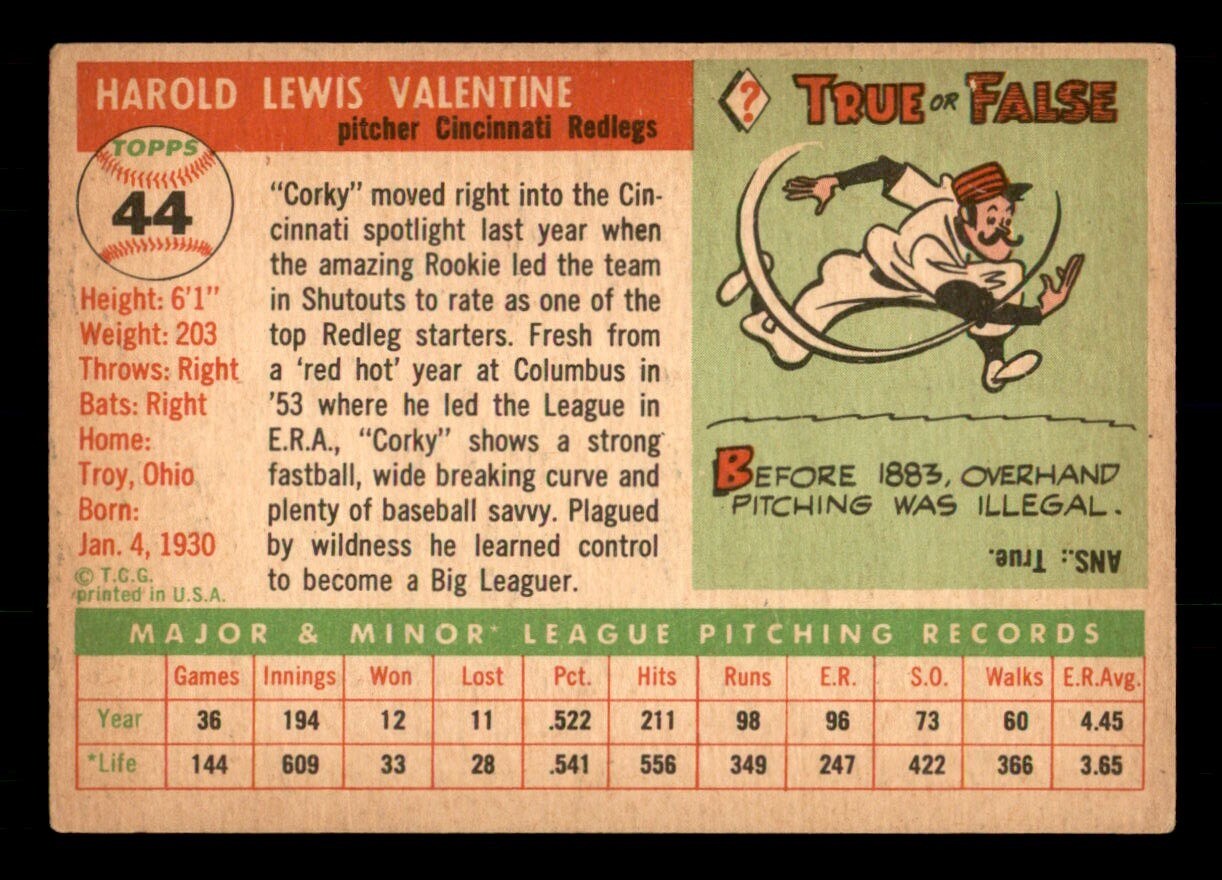 1955 Topps Baseball 44 "Corky" Valentine EX+ eBay