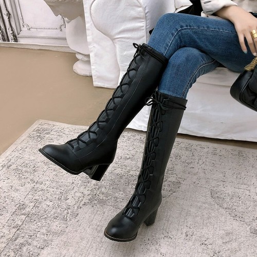 Round Toe Knee High Boot Shoes 